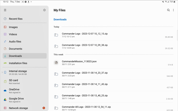 download log files